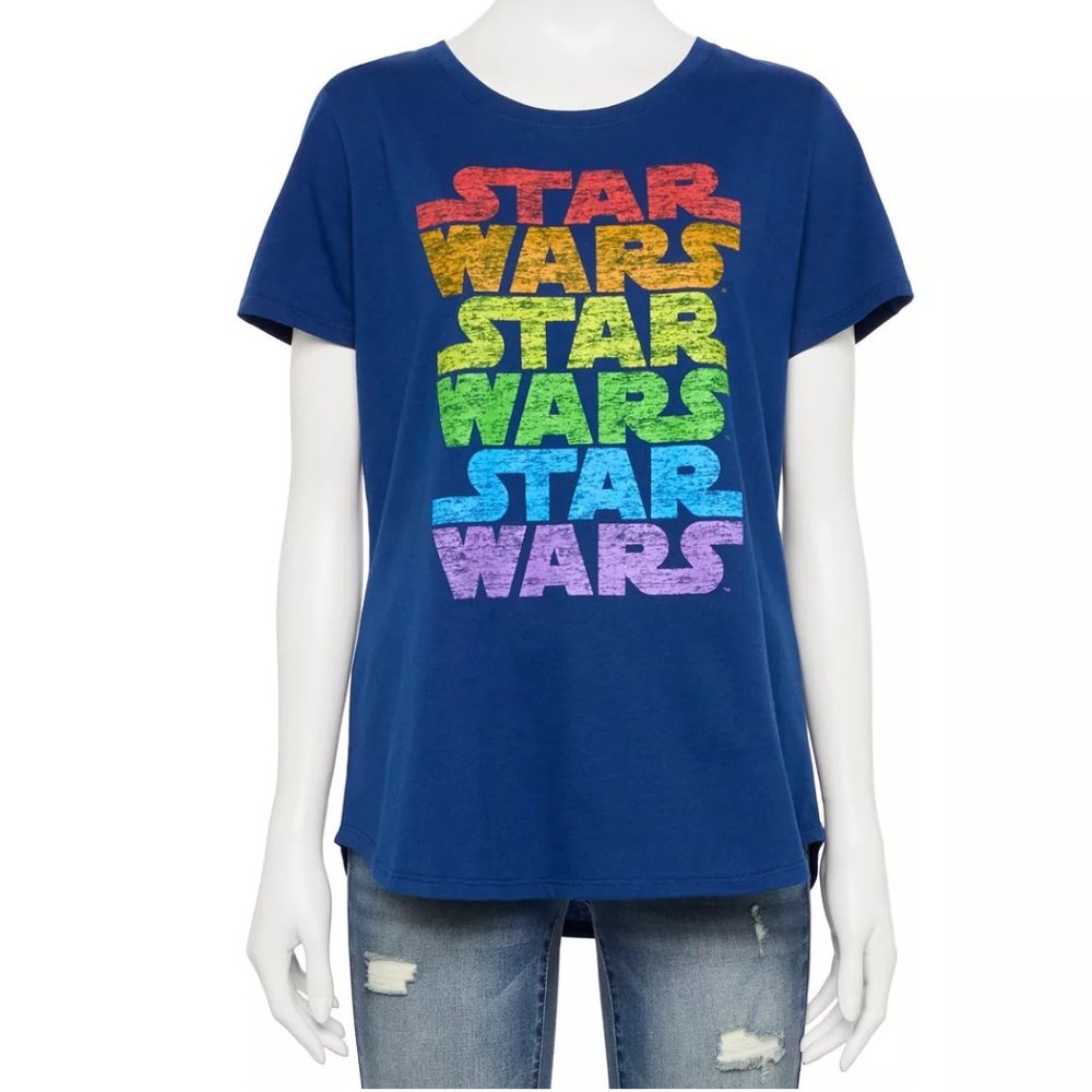 Womens Disney STAR WARS Logo Rainbow Graphics T-Shirt Size XL XXL  NWT
